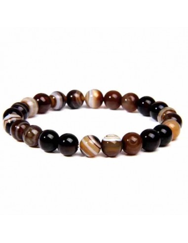 Bracelet agate Botswana pierres boules 8 mm