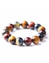 Bracelet homme oeil de tigre/boeuf/faucon boules 15 mm