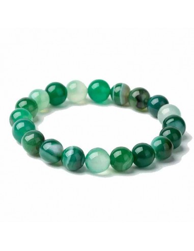 Bracelet agate verte pierres boules 10 mm