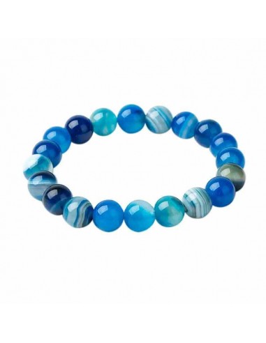 Bracelet agate bleue pierres boules 10 mm