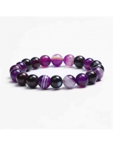 Bracelet agate pierres boules 10 mm violet