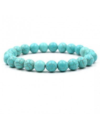 Bracelet turquoise véritable pierres boules 8 mm