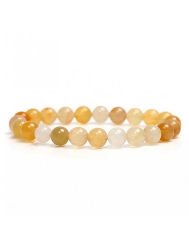 Bracelet agate jaune pierres boules 8 mm