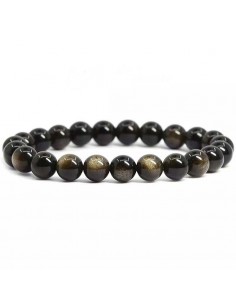 Bracelet obsidienne pierres boules 8 mm