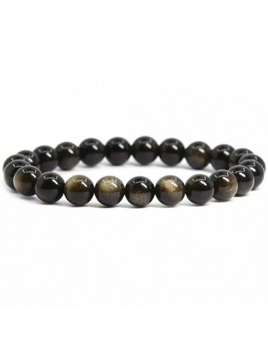 Bracelet obsidienne pierres boules 8 mm