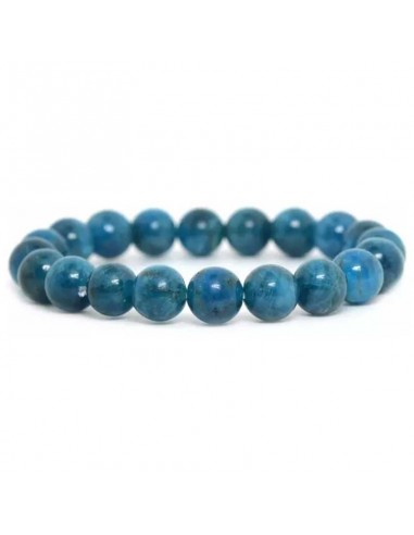 Bracelet pierre apatite bleue pierres boules 10 mm