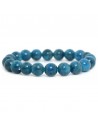 Bracelet pierre apatite bleue pierres boules 10 mm