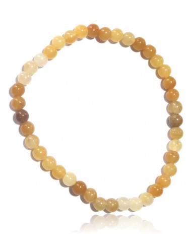 Bracelet agate jaune pierres boules 4 mm