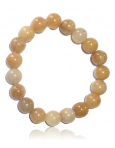 Bracelet agate jaune pierres boules 10 mm