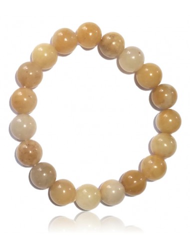 Bracelet agate jaune pierres boules 10 mm