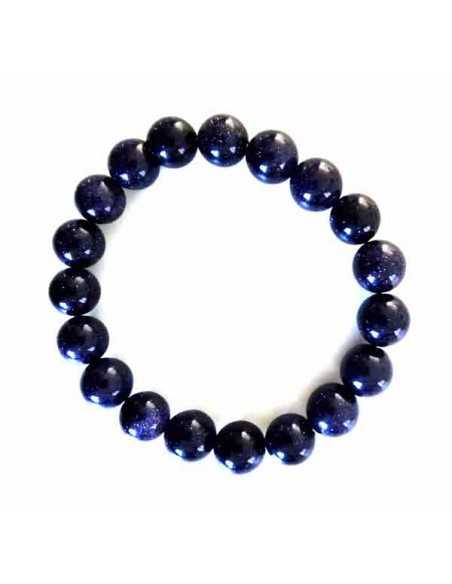 Bracelet pierre du soleil noire perles boules 10 mm