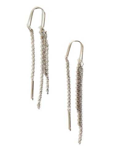 Boucles d'oreilles traversantes chaînette baguette 6 cm