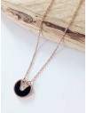 Collier acier inoxydable 316L doré pendentif anneau noir et zircon central