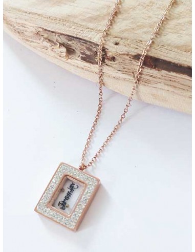 Collier acier inoxydable pendentif boîte inscription Forever
