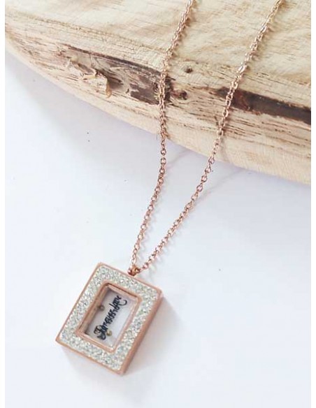 Collier acier inoxydable pendentif boîte inscription Forever