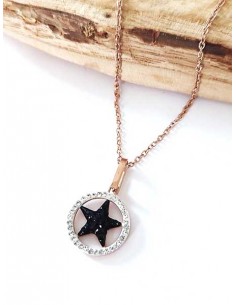 Collier acier inoxydable pendentif étoile sur anneau