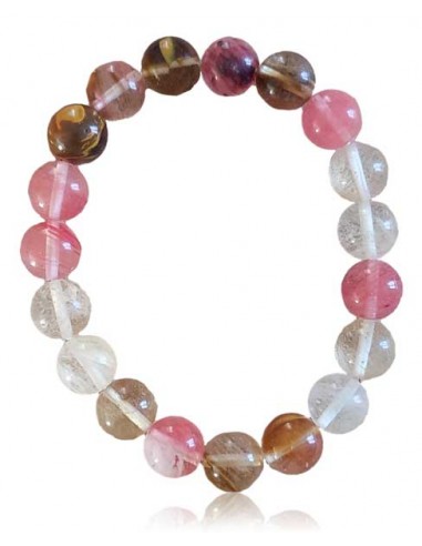 Bracelet quartz rose hématoide pierres boules 10 mm