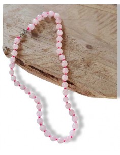 Collier quartz rose pierres boules 8 mm