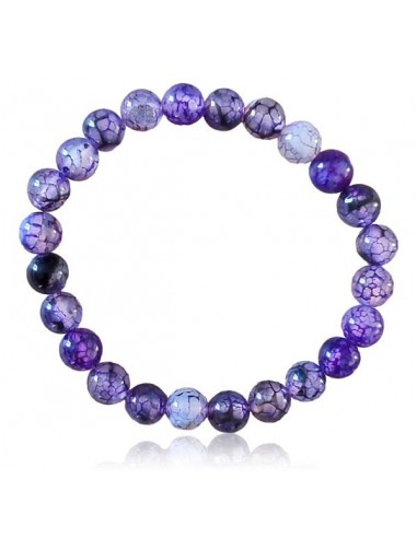 Bracelet agate violette craquelée boules 8 mm