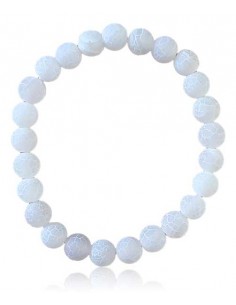 Bracelet agate mate blanche craquelée boules 8 mm