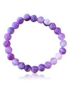 Bracelet agate mate violet craquelée boules 8 mm