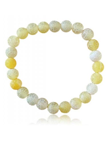 Bracelet agate mate jaune craquelée boules 8 mm