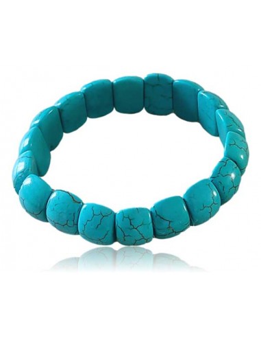 Bracelet turquoise reconstituée pierres cylindriques