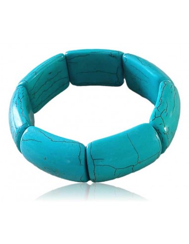 Bracelet turquoise reconstituée pierres rectangles larges