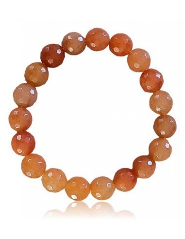 Bracelet agate orange pierres boules facettées 10 mm