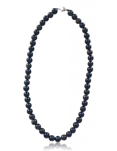 Collier pierre obsidienne boules 10 mm