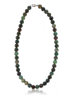 Collier chrysocolle verte pierres boules 10 mm