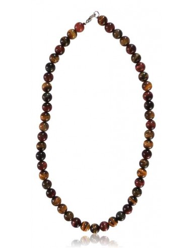 Collier oeil de faucon/oeil de tigre pierres boules 10 mm