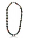 Collier agate indienne pierres boules 10 mm