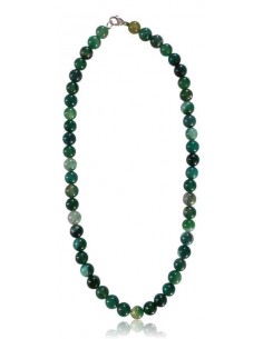 Collier agate verte pierres boules 10 mm