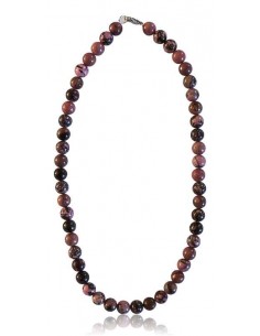 Collier rhodonite pierres boules 10 mm