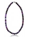 Collier agate violet pierres boules 10 mm