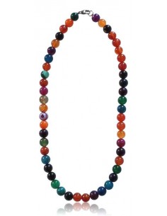 Collier pierre agate multicolore boules 10 mm