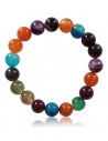 Bracelet pierre agate multi-couleur boules 10 mm