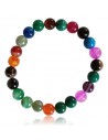 Bracelet agate multicolore pierres boules 8 mm