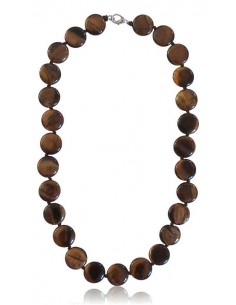 Collier oeil de tigre pierres rondes pastilles