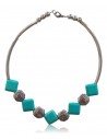Collier ras de cou pierre turquoise perles géométriques