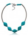 Collier ras de cou pierre turquoise perles losange