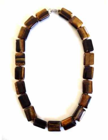 Collier œil de tigre rectangles