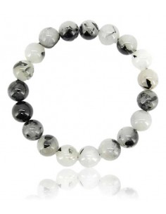 Bracelet quartz inclusion de tourmaline pierre naturelle perles 10 mm
