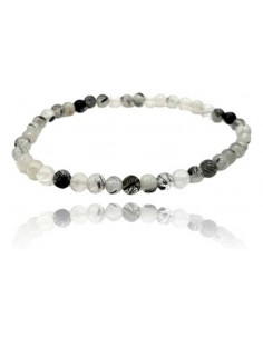 Bracelet quartz inclusion de tourmaline noire boules 4 mm