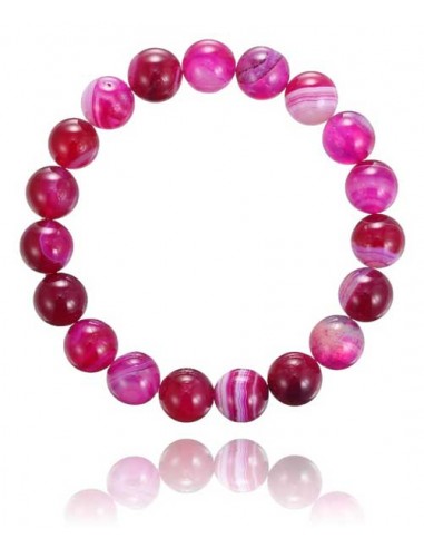 Bracelet agate rose pierres boules 8 mm