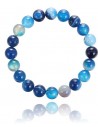 Bracelet agate bleue pierres boules 8 mm