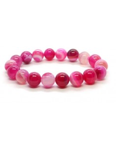 Bracelet agate pierre boule 10 mm rose