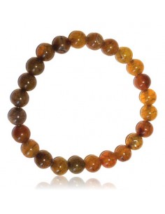 Bracelet agate veine de dragon marron pierres boules 8 mm