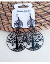 Boucles d'oreilles fantaisie noires motif arbres